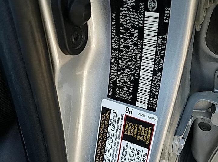2017 Toyota CAMRY 4C LE